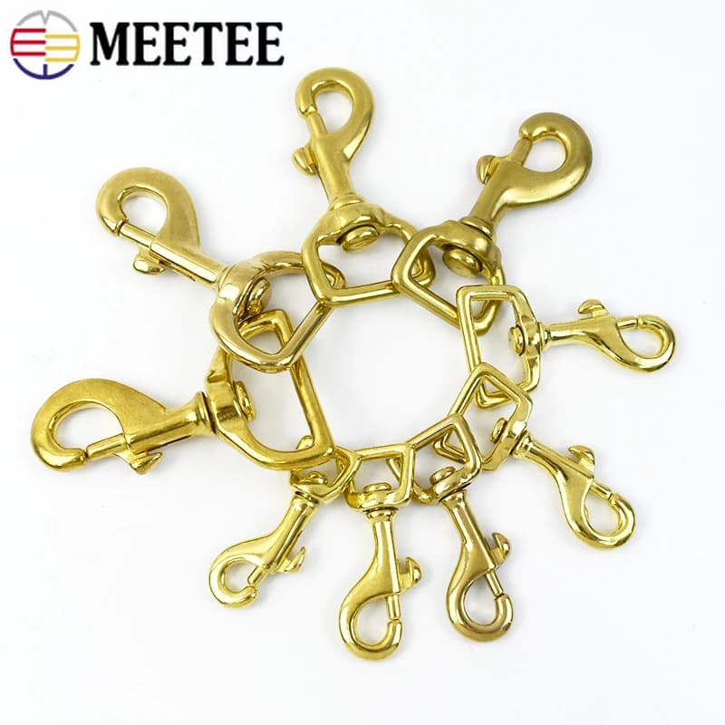 Meetee 2 Pezzi Moschettone Girevole in Ottone Massiccio con Chiusura a Molla per Portachiavi, Guinzaglio per Cani, Accessorio Fai-da-te