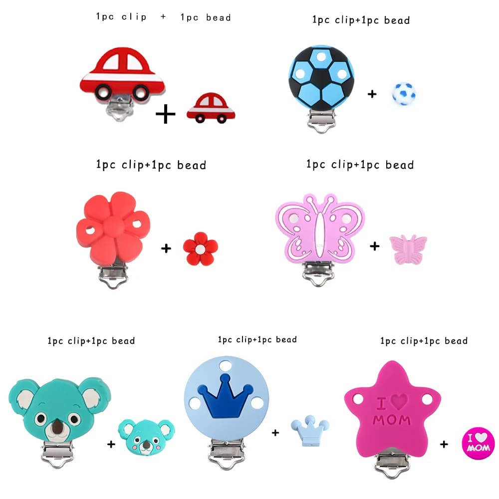 2 pz/lotto animali del fumetto auto da calcio perline in silicone clip per fai da te creazione di gioielli collana impiccagioni accessori fatti a mano