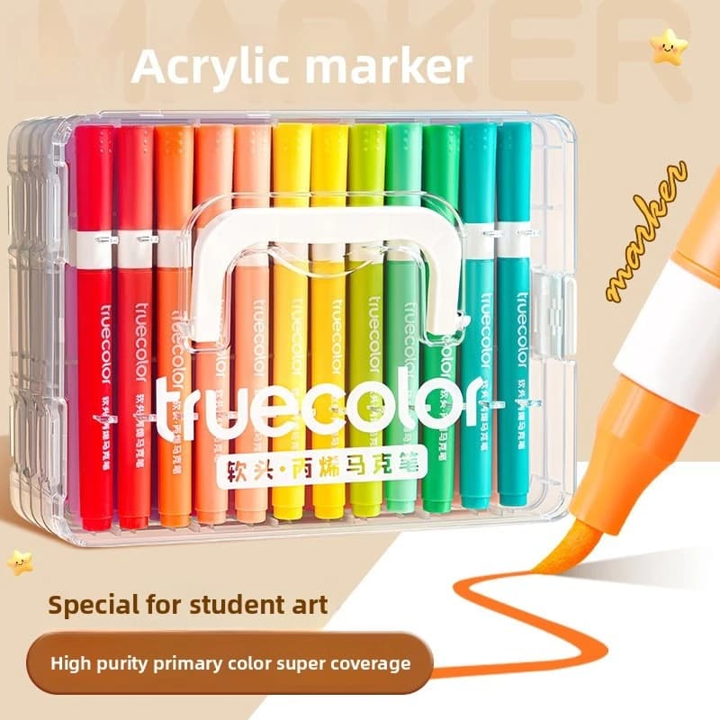 Pennarelli per vernice acrilica impermeabili a 12 colori Punta morbida Inodore A prova di sbiadimento Asciugatura rapida portatile per professionisti diari artistici e perni