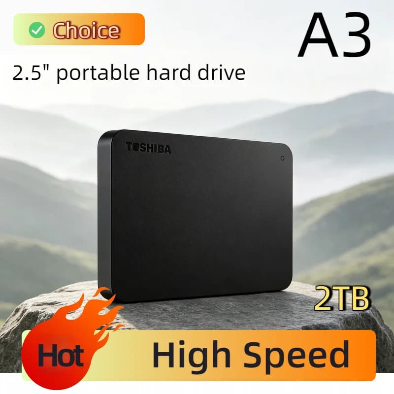 Disco Rigido Esterno Portatile Toshiba OEM da 500GB, 1TB, 2TB, USB 3.0, 2.5 Pollici, Box di Archiviazione Compatto Pro per A3