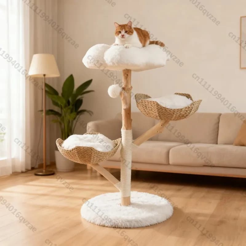 Cat Tree Plush Cat Toy Sisal Column Jumping Platform