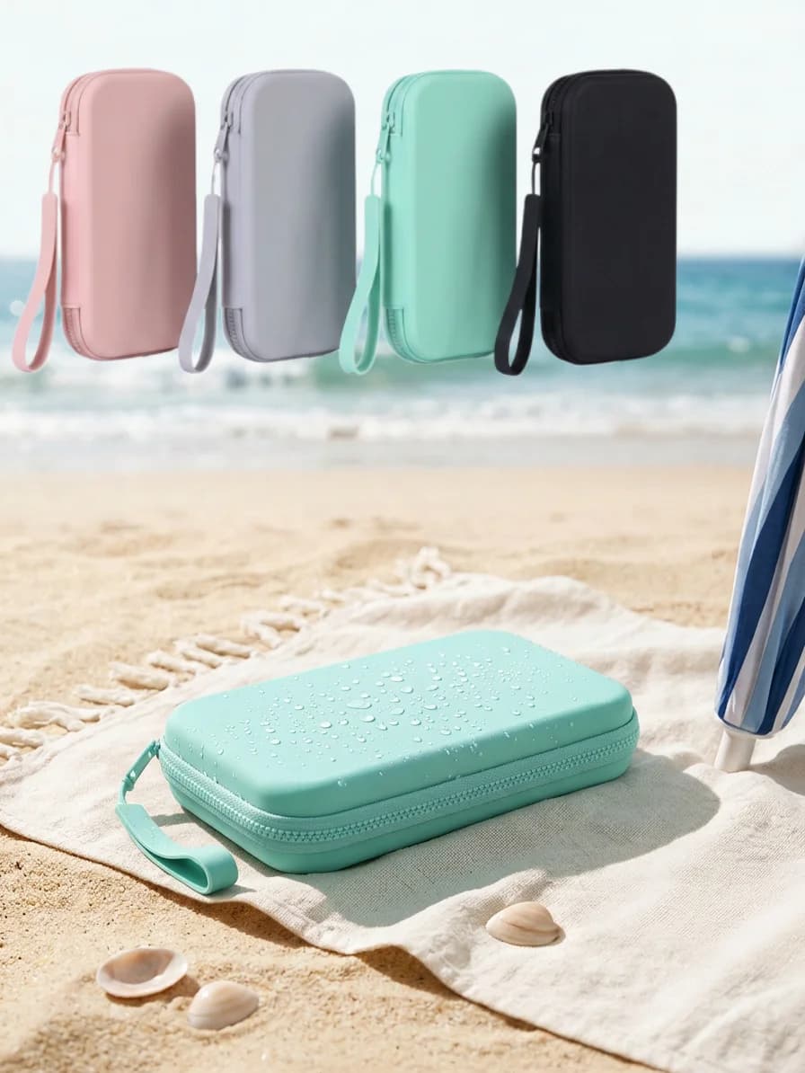 Portable Silicone Cosmetic Bag Waterproof Zipper Makeup Pouch Hand Strap Travel Toiletry Organizer Beauty Phone Storage Bag