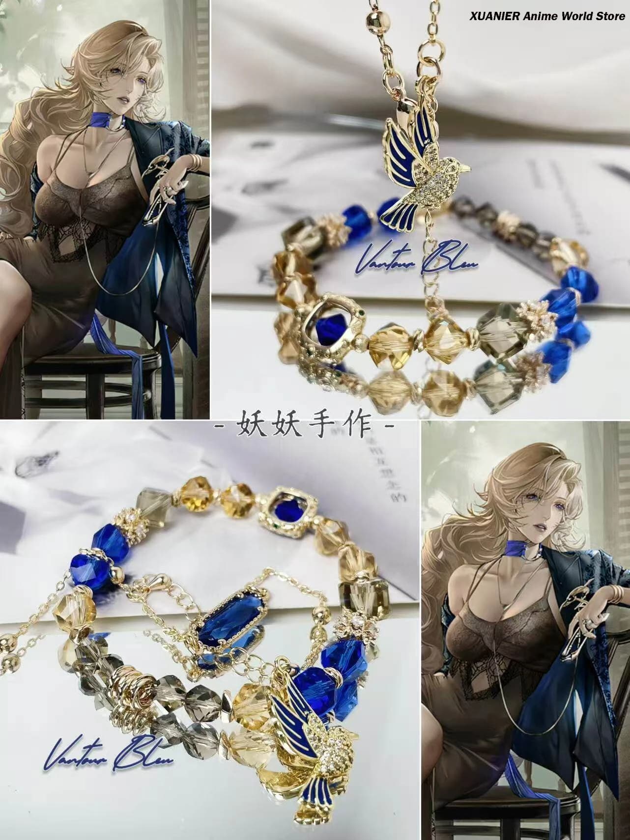 Bracciale con design a doppio cerchio Blew Path to Nowhere, catena da mano, accessori anime fatti a mano, braccialetti cosplay, oggetti di scena, regalo