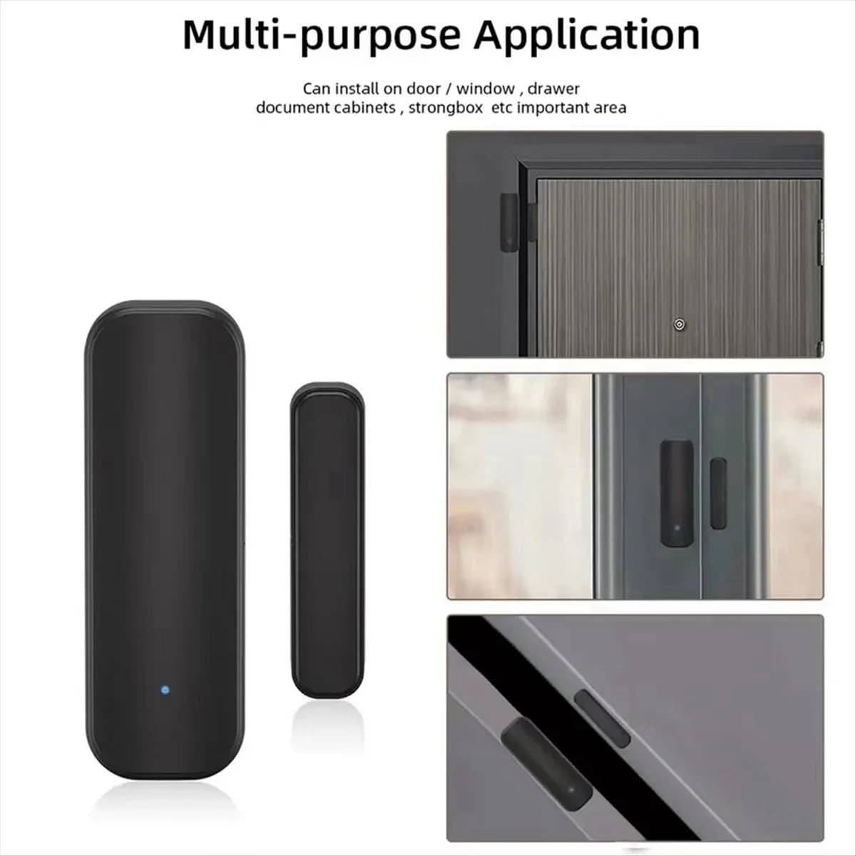 ABNJ Tuya WiFi Sensore intelligente per porte e finestre Rilevatore magnetico per porte interne per la casa compatibile con e casa Nero