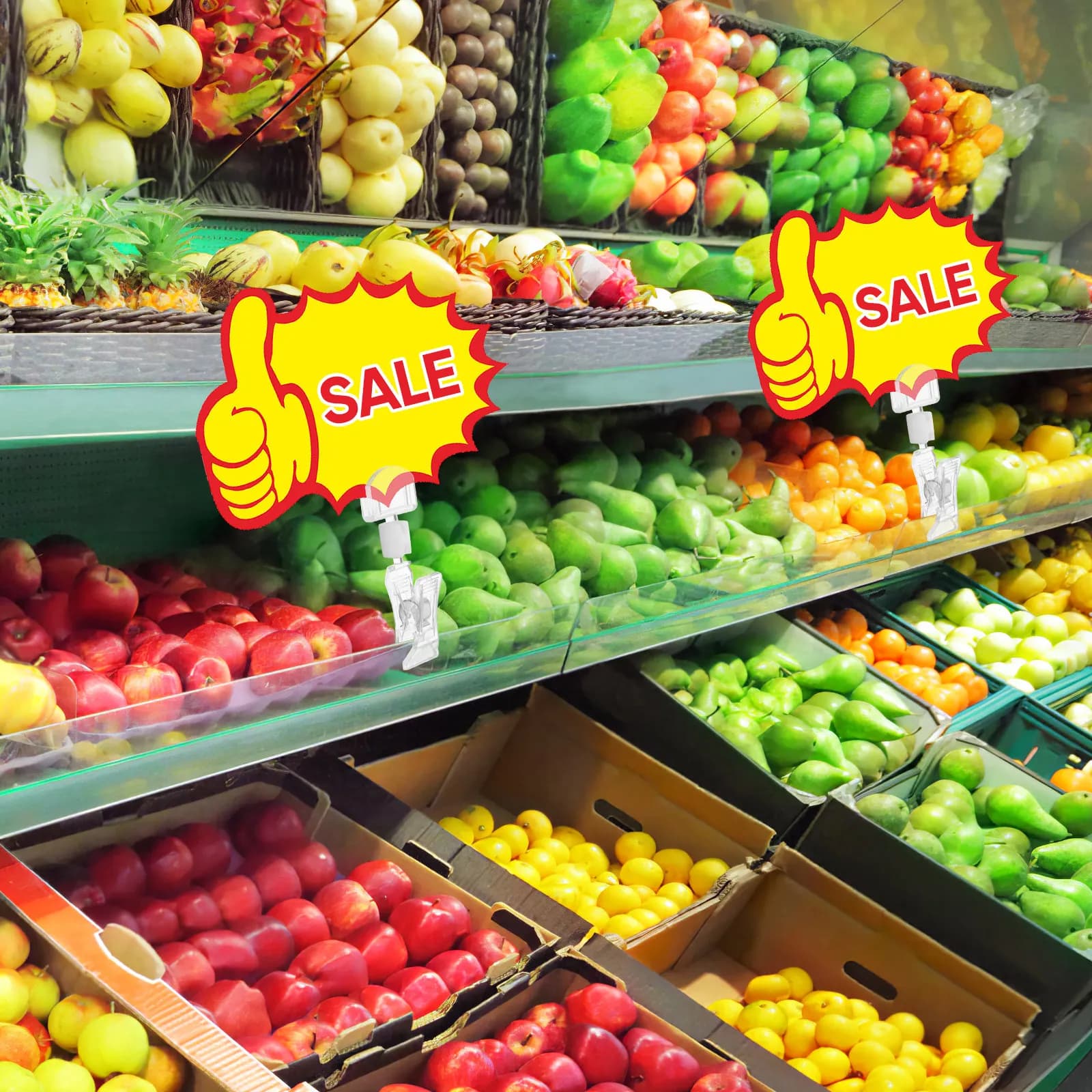 10 Pezzi Clip Porta Prezzo in Acrilico con Doppio Clip per Inserimento Cartellini, Espositore per Etichette Prezzo Pubblicitarie da Supermercato