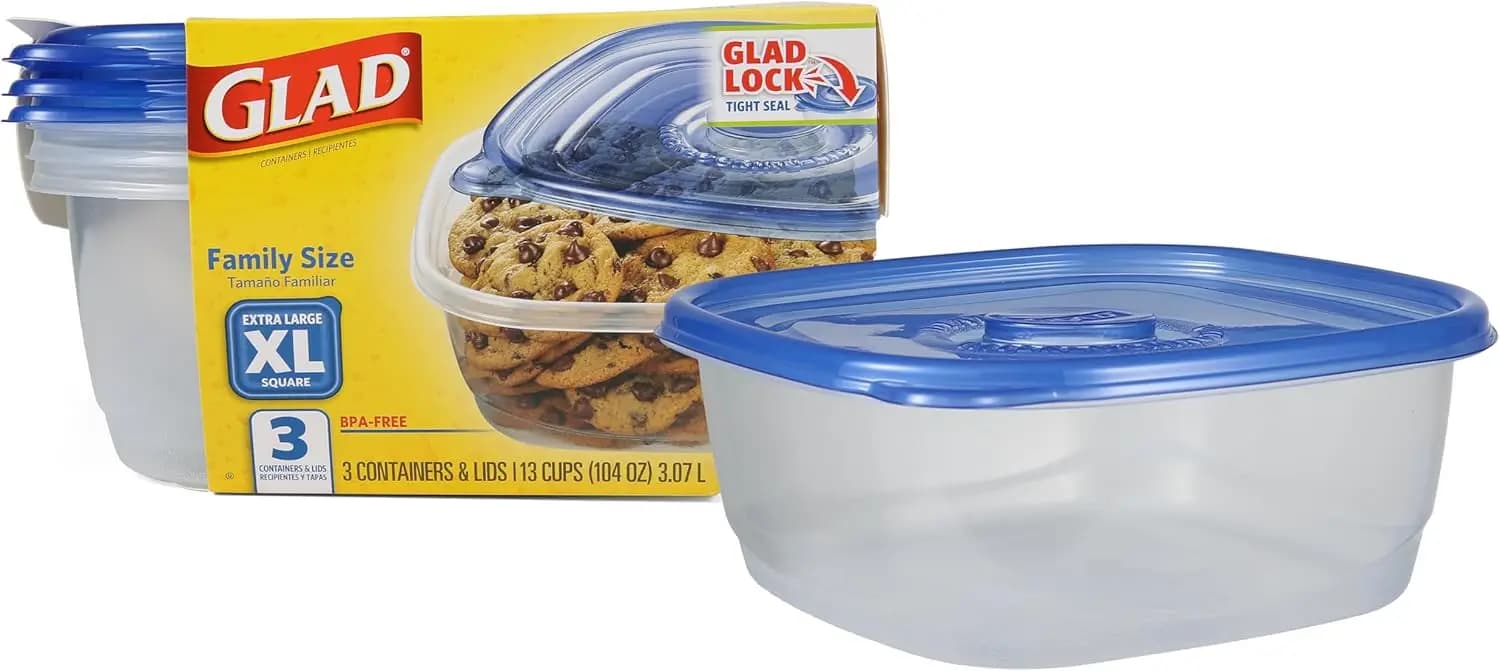 Contenitori Quadrati per Alimenti da 104 Oz con Coperchi Ermetici per Avanzi, Preparazione Pasti, Adatti per Congelatore e Lavastoviglie, Confezione da 3