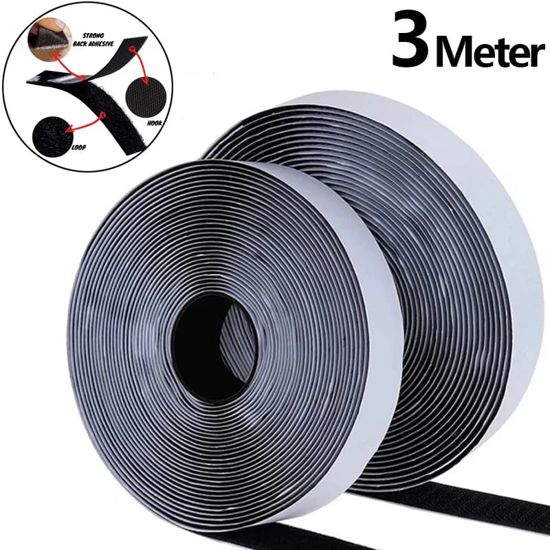 Nastro Adesivo Autoadesivo Forte 3/5M con Ganci e Anelli Magici in Nylon con Colla per Fai da Te 30/50MM Bianco/Nero