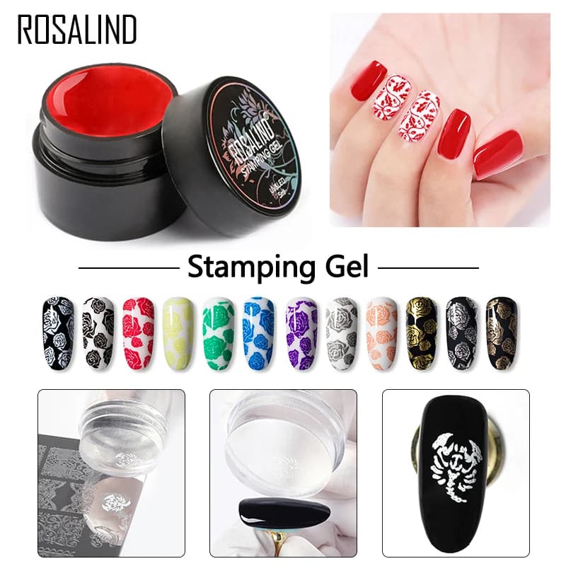 ROSALIND 5ml Nail Stamping Gel Polish nero bianco Varnis Nail Polish Stamp Painting Color Soak Off Gel UV per Nail Art Stamping