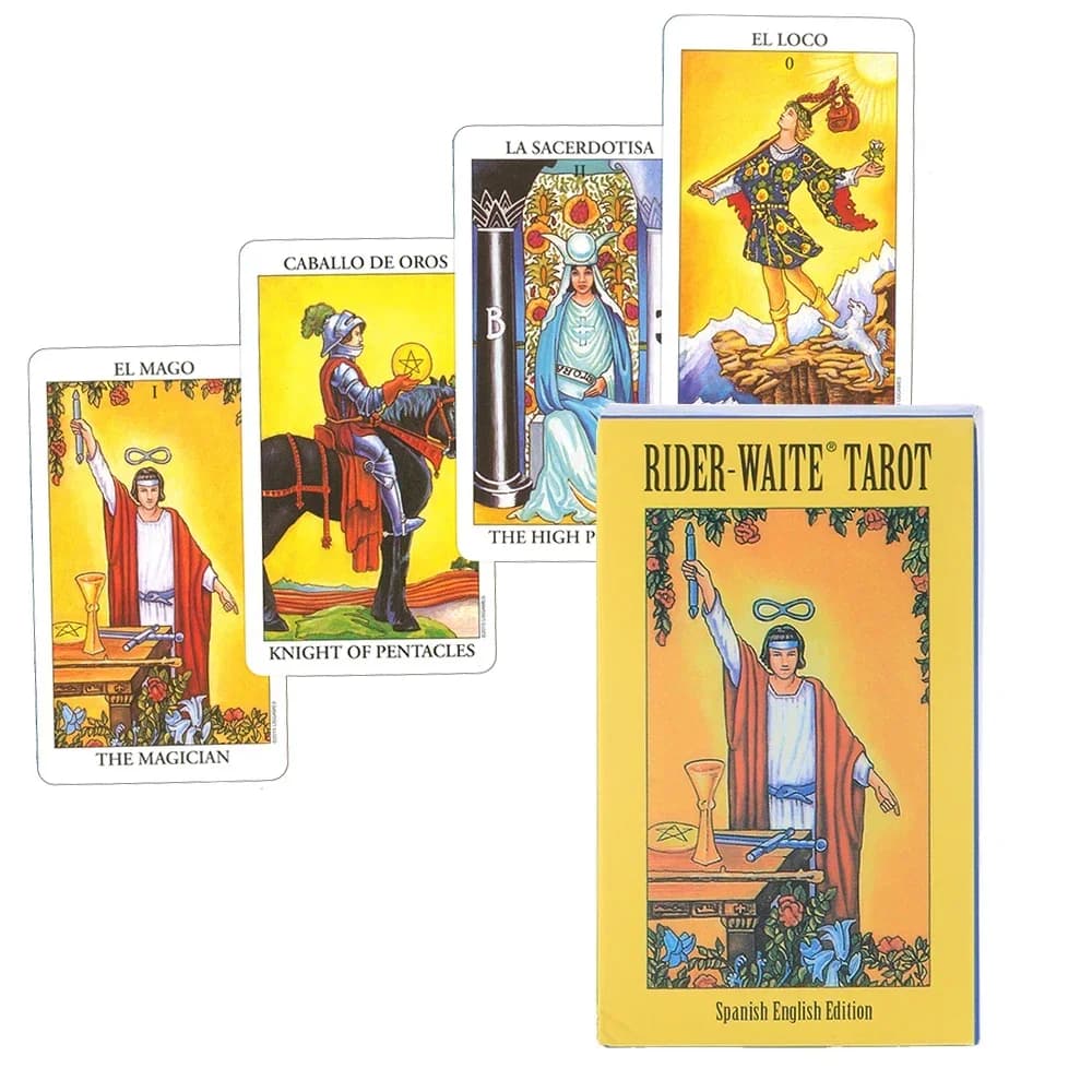 Carte dei tarocchi del cavaliere inglese in versione spagnola Gioco da tavolo Mazzo di divinazione per principianti con guida Guida alle carte Oracle