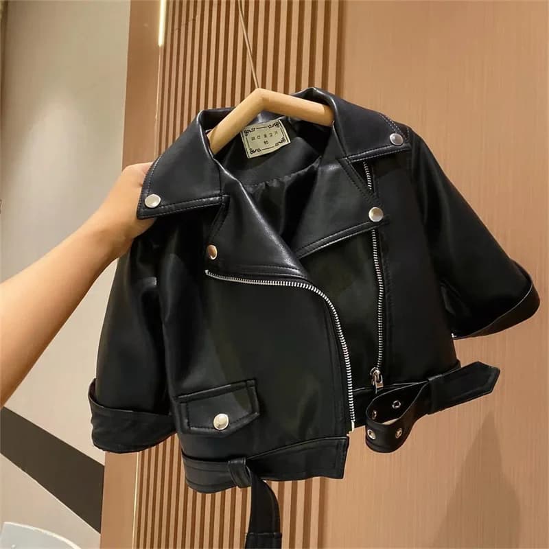 Primavera Autunno Ragazzi Giacche di pelle per 2-8 anni 2024 Nuovi classici Bello neonato Pu Capispalla Abbigliamento per bambini Zipper Fly Cappotti