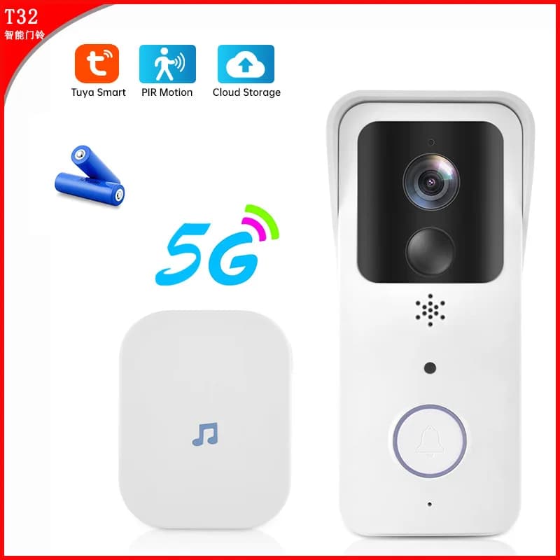 Campanello video WiFi 5G 2.4G 1080P Tuya Smart Citofono wireless esterno Campanello per telecamera wireless impermeabile