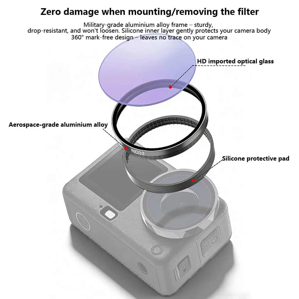 Filtro per Obiettivo Action6 UV CPL ND8/16/32/64/128 Star 8PT Diffusion 1/4 per Accessori DJI Osmo Action 6
