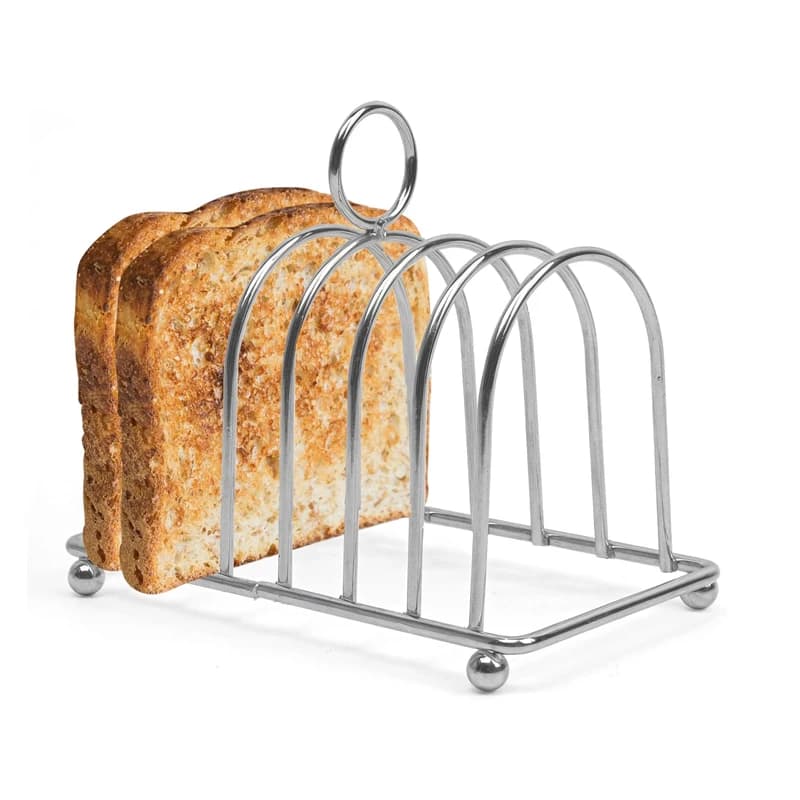 Stainless Steel Toast Rack 6 Grid Bread Slice Slot Toast Cooling Holder with Handle Bread Slices Organizer Toast Serving Stand