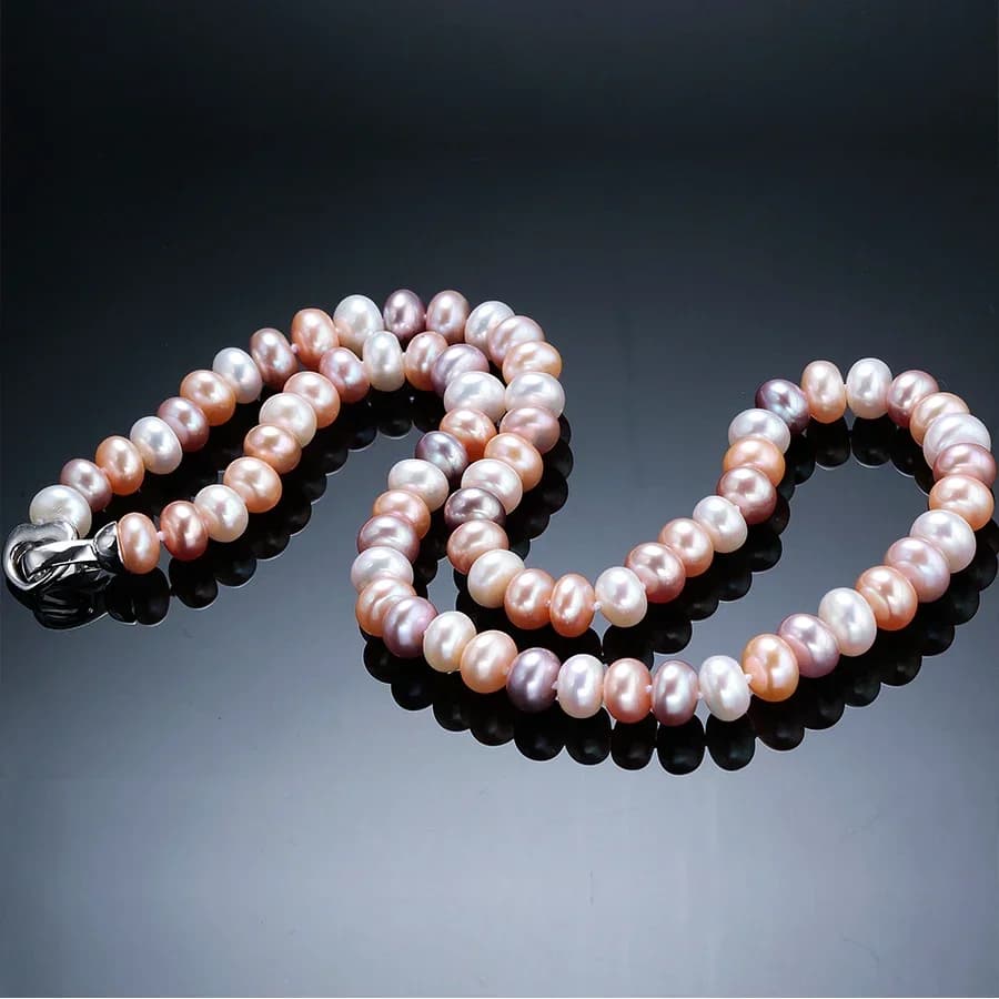 YWYC 7-10mm Collana di perle d'acqua dolce con perline di pane per le donne Colore misto colorato Collane con chiusura in argento sterling 925 Regalo di gioielli