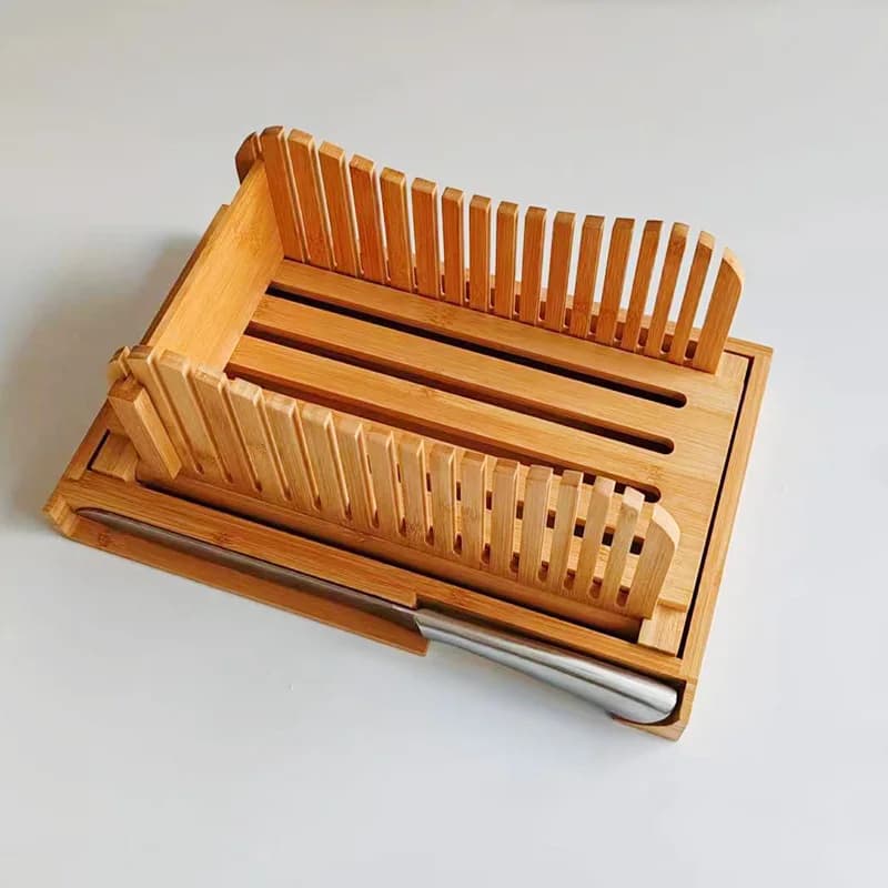 Bamboo Bread Cutting Board, Toast Slicer Guide & Chopping Board for Home or Bakery, Multipurpose Kitchen Tool for Even Slices