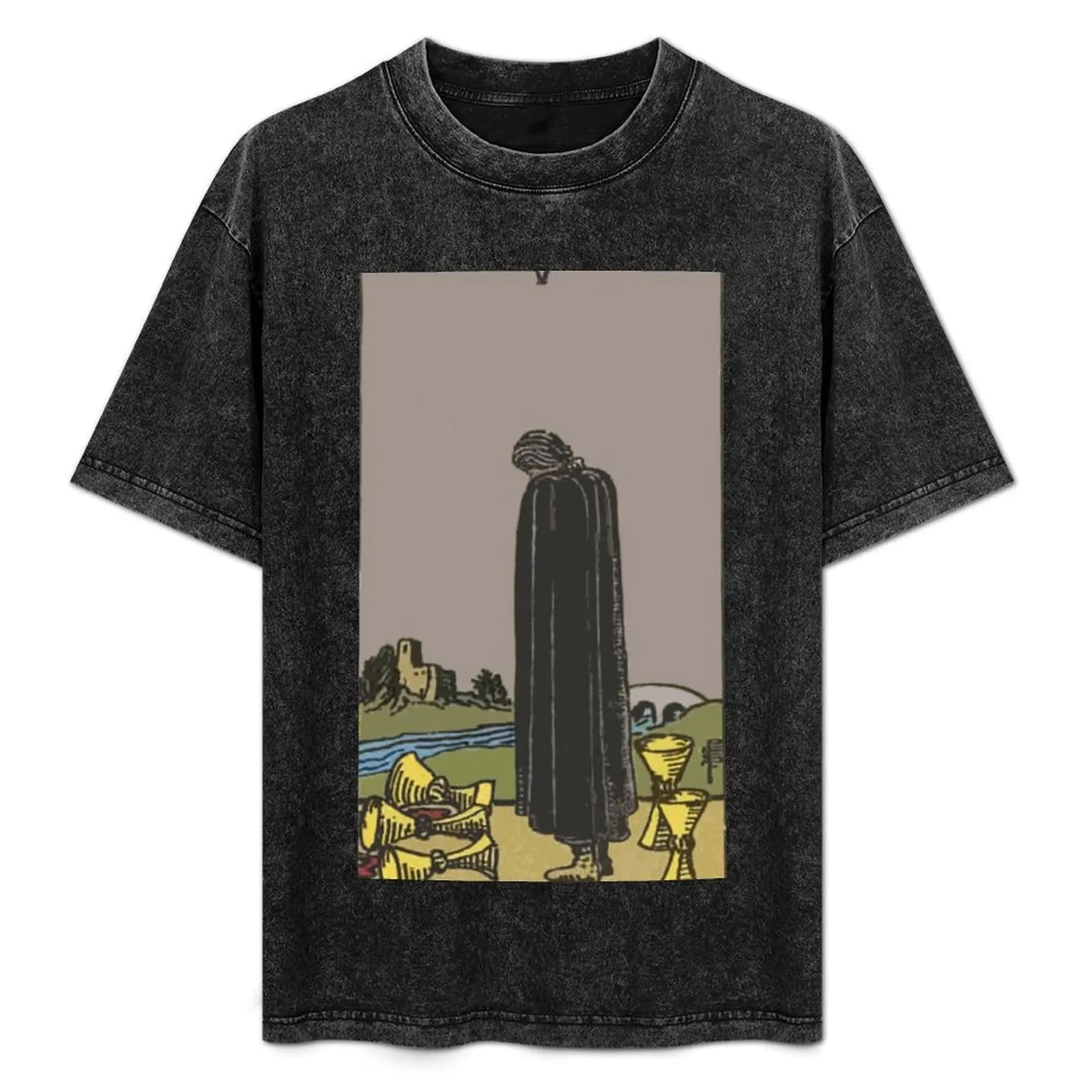 T-shirt classica Five of Cups Tarot Card Rider Waite, maglietta casual per il Ringraziamento
