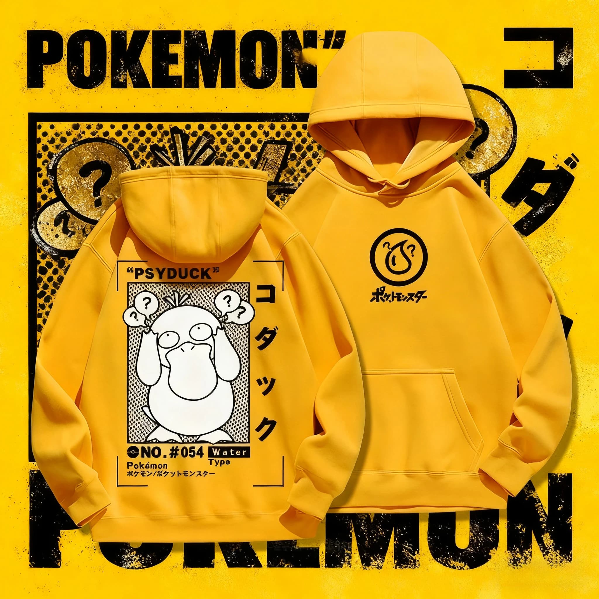 2025 Autunno/Inverno Pokemon Animazione Marca 100% Cotone Psyduck Stampato Felpa con cappuccio da uomo/bambino Harajuku Casual Allentato Tenere al caldo
