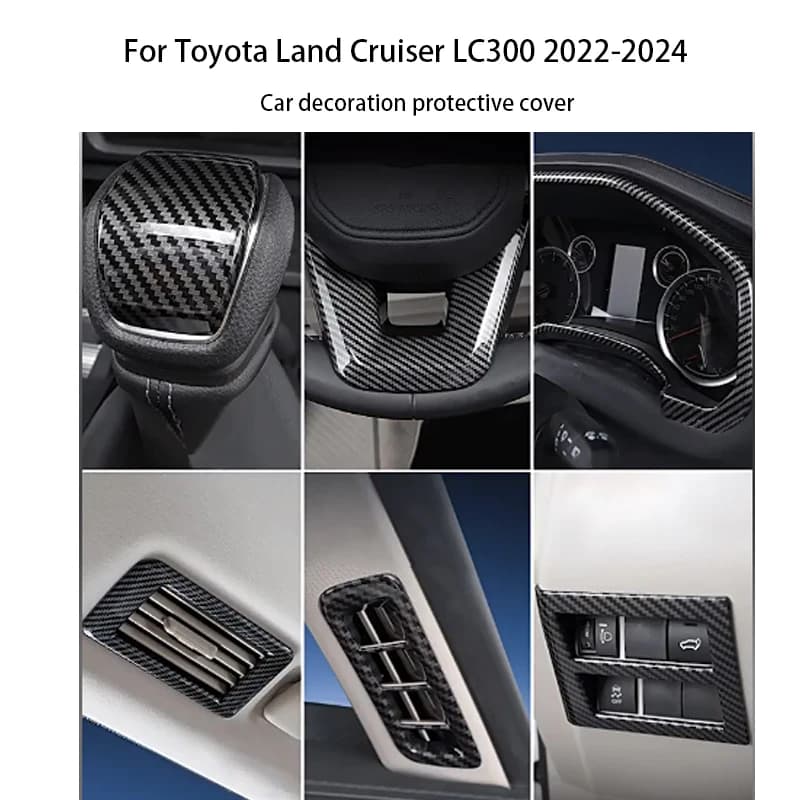 For Toyota Land Cruiser 300 LC300 2022-2024 Water Cup Frame Interior Handle Trim Strips Mirror Rearview Cover Interior Accessories