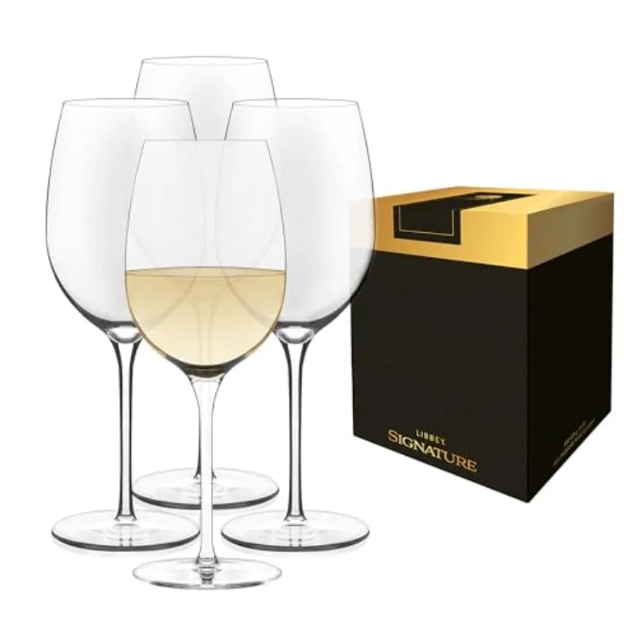 Set di 4 bicchieri da vino Signature Kentfield multiuso, bicchieri da vino a stelo lungo curvi per vino rosso e bianco, set regalo per Al