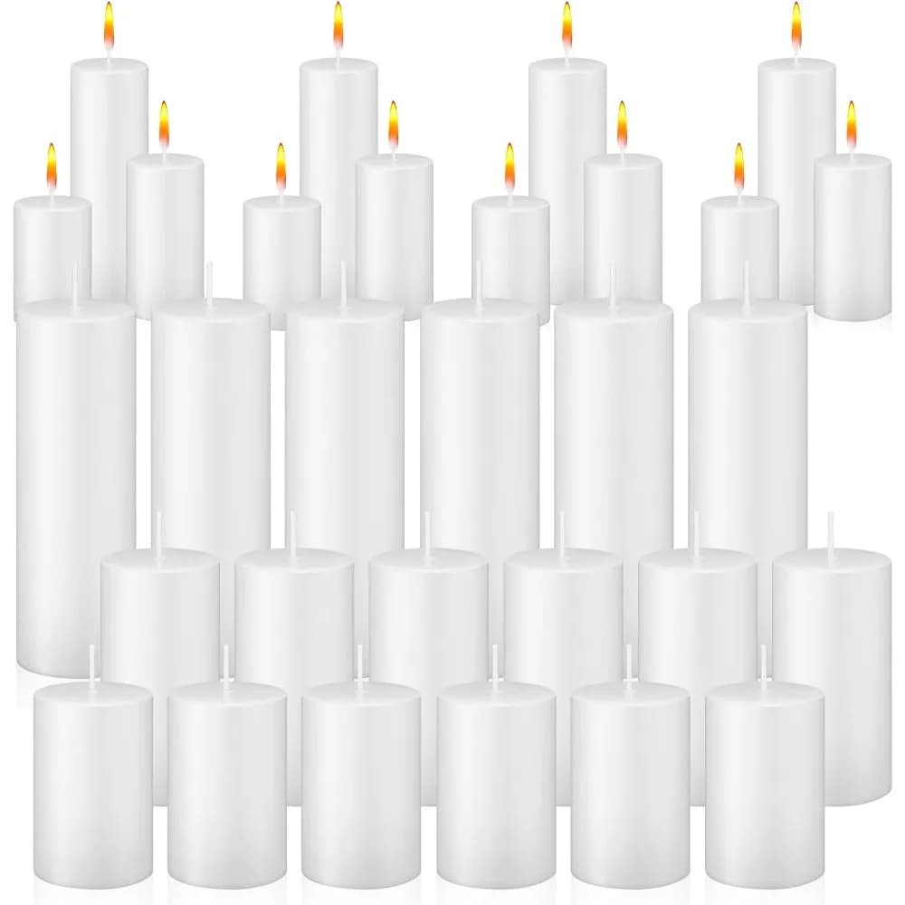 36 pezzi di candele a colonna set di candele non profumate sfuse 38 ore di combustione lunghe senza goccioline per cene di emergenza matrimoni spa feste (3 dimensioni)