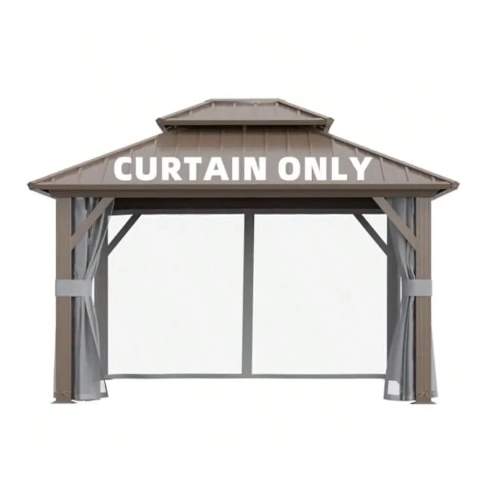 Rete per la privacy per gazebo, giardino, cortile, patio, in poliestere grigio, 4 pannelli laterali con cerniera, ganci, anelli, adatta per gazebo 10 x 10