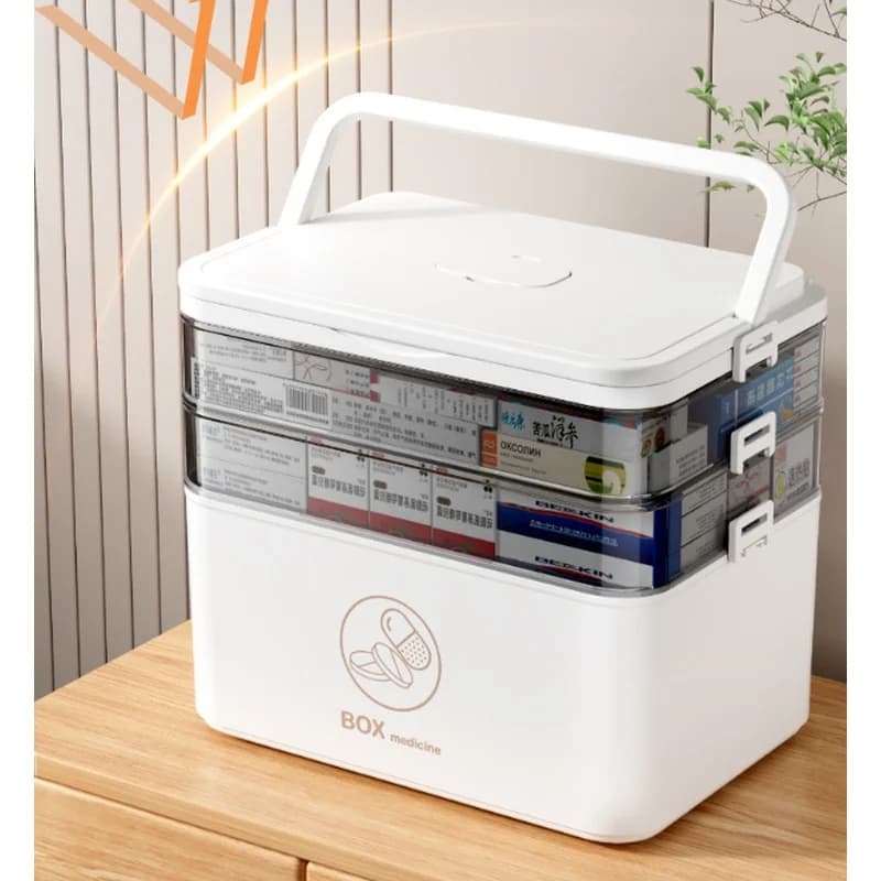 1pc 3-Tier Family Emergency Medicine Storage Box, Leak Resistant Compact Home Medicine Organizer