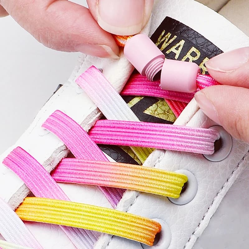 Fashionable Colorful Elastic Laces with Pearl Buckle Laces for Kids Light Elasticized Shoes Adults Comfortable and durable