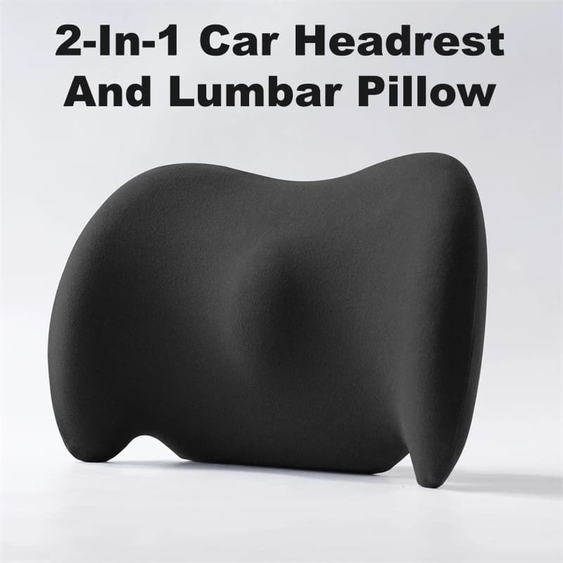 Ergonomic Breathable Memory Foam Car Seat Pillow Lumbar Support & Neck Headrest Cushion for Travel Auto Interior Accessories