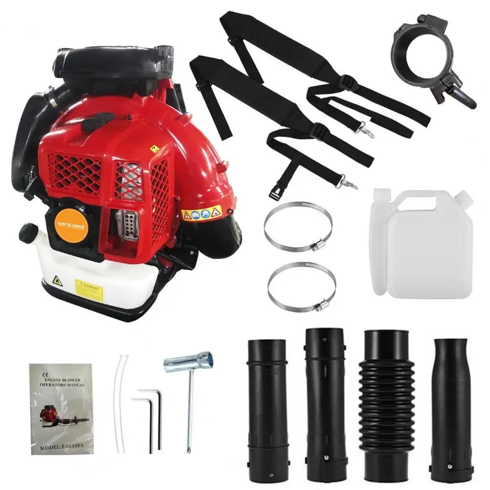 Soffiatore a Zaino con Motore a 2 Tempi, Volume d'Aria 900CFM, Serbatoio 2.3L, Soffiatore per Foglie 80CC a Benzina
