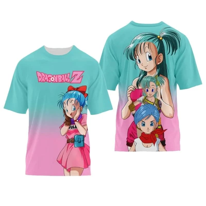 T-shirt Bandai Dragon Ball Anime Bulma stampata in 3D per adulti e bambini, design a colori sfumati, estiva, ad asciugatura rapida, confortevole