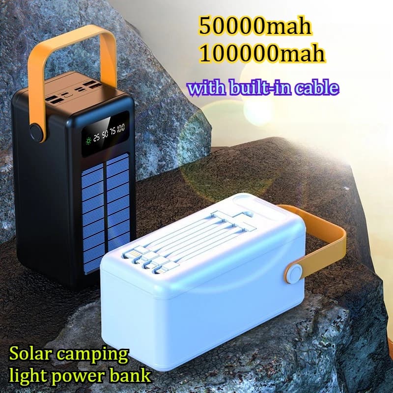 100000mAh Solar Camping Light Power Bank with Large Capacity and Long Battery Life Long-lasting Portable Power Bank