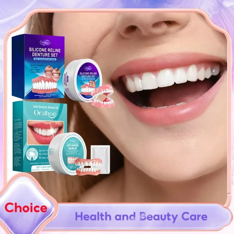 Silicone Reline Protesi Set Temporarily Orthodontic Upper Inferior Impiallacciatura Denti Finti Bretelle Whitening Soft And Comfortable Hygiene Oral Care