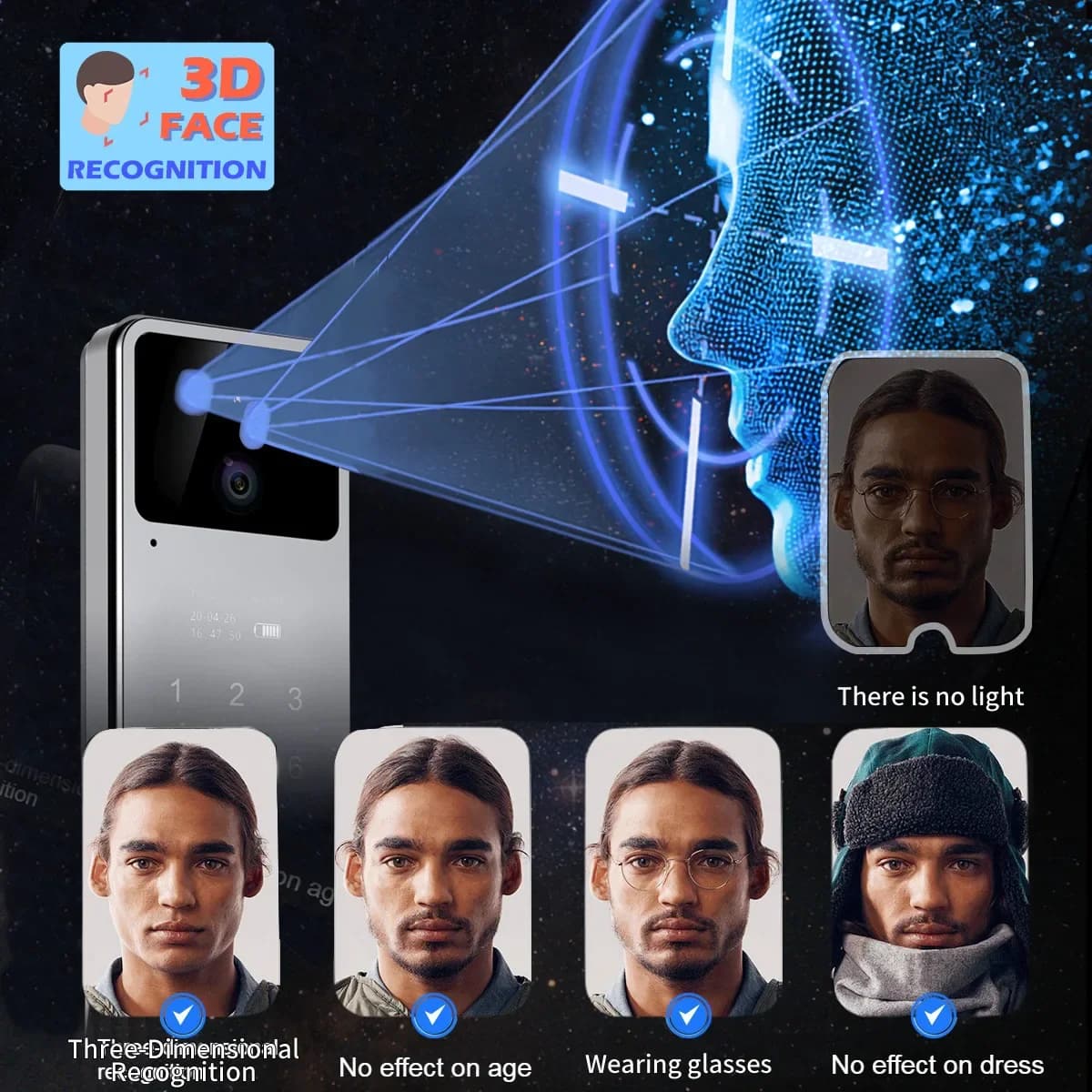 Prezzo di fabbrica Riconoscimento facciale 3D Smart Lock App WiFi Videocitofono Tuya Impronta digitale Serratura per porta Smart Home senza chiave con cam e
