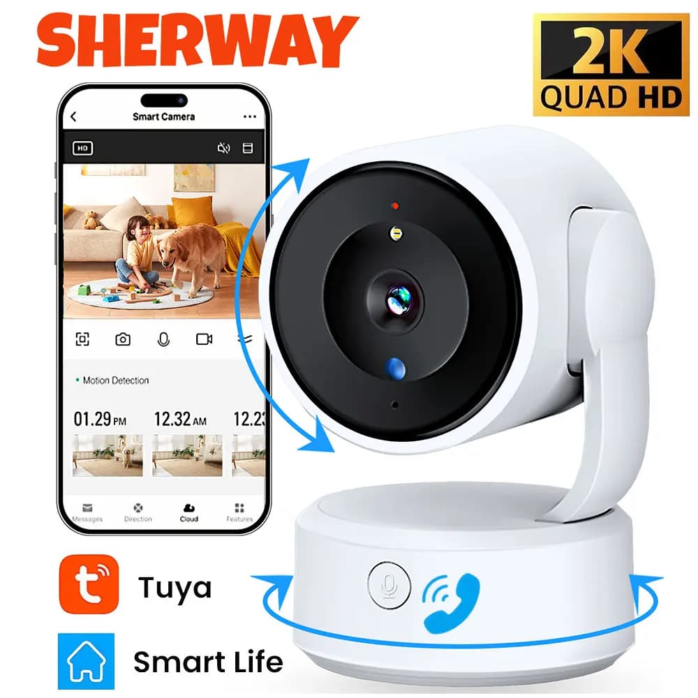 Tuya WIFI Telecamera IP per interni 2K Baby Monitor Conversazione bidirezionale Smart Home Zoom 4X PTZ 360 ° Le telecamere di sorveglianza supportano Alexa Google