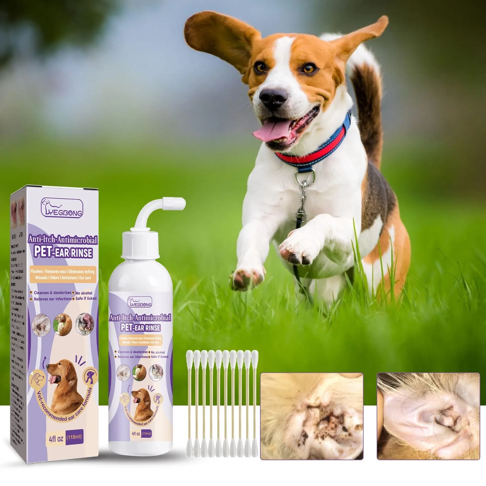 Cat Dog Ear Cleaner Pet Ear Wash gocce per le orecchie controllo della pulizia acari del lievito rimuove gli acari dell'orecchio Formula scientifica forniture per animali domestici