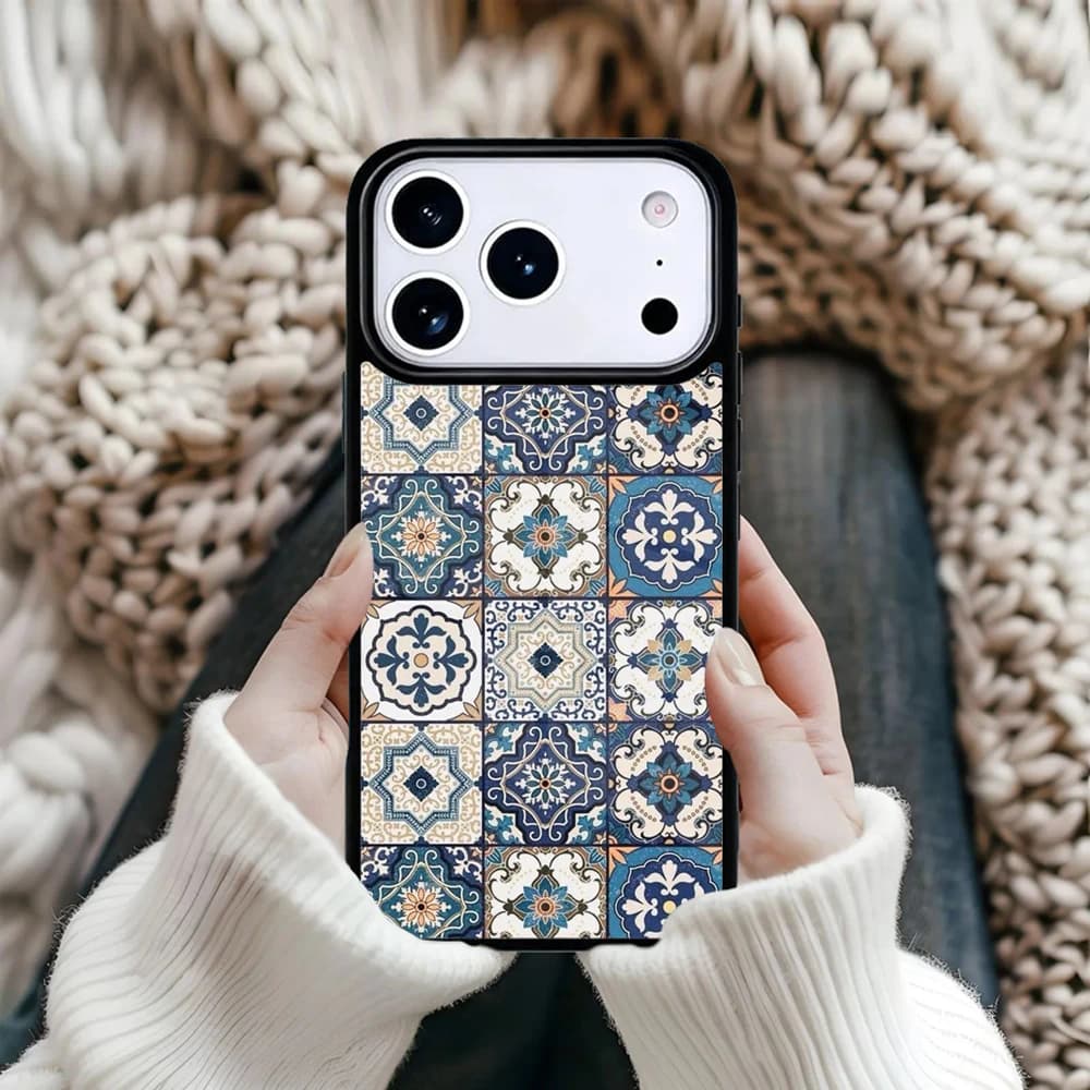 Custodia Magnetica per iPhone con Motivo Floreale Antico Marocchino per iPhone 17 16 15 12 13 Pro Max 14 Plus 11, Cover Rigida con MagSafe