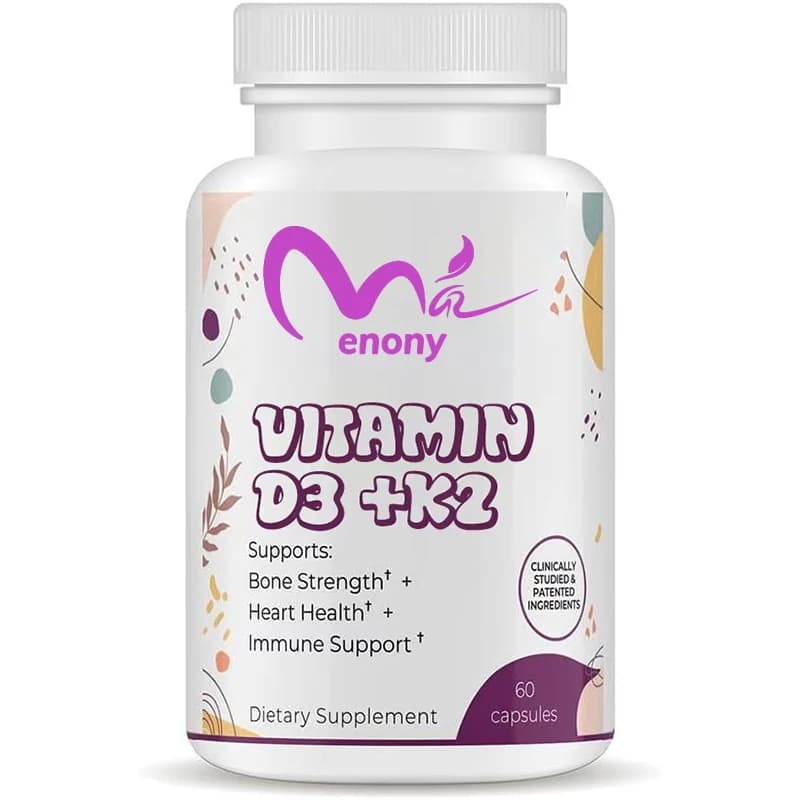 Based on purely natural plants, it contains 5000 IU of vitamin D3+K2 (MK7), supplement for bone and heart health, 60 capsules