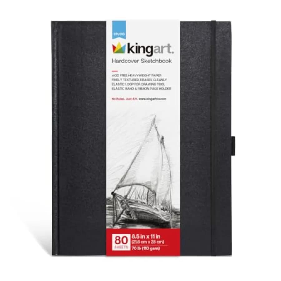 Professional Hardcover Sketchbook Journal 8.5 x 11 Inch, 80 Sheets 160 Pages 70 lb (110 GSM) Acid-Free Heavyweight Paper Black