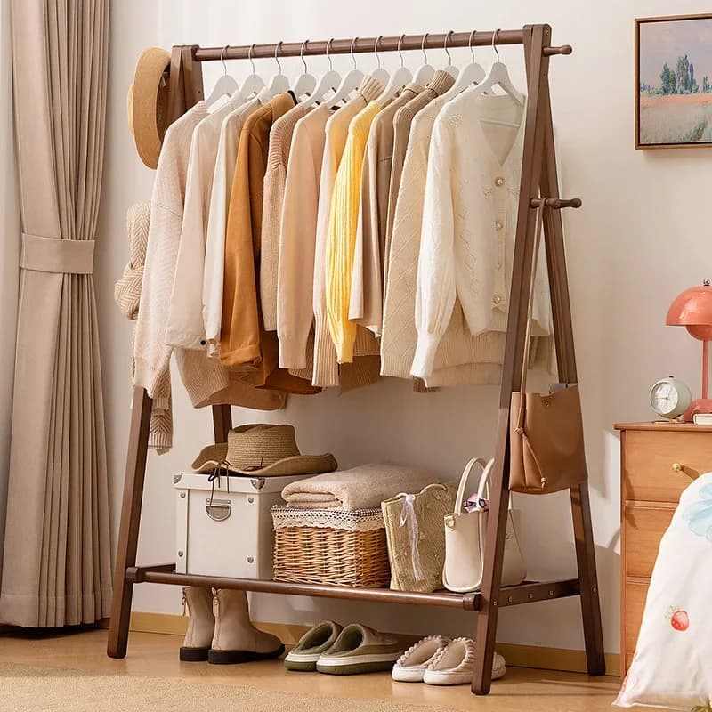 Simple Standing Clothes Rack Folding Gardrobe White Bedroom Storage Organizer Garment Hanger Clothes Drying Rack Clothes Hanger