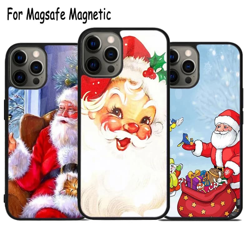 Custodia per telefono con ricarica wireless Babbo Natale per iPhone 17 Air 15 16 16e 14 13 11 12 Pro Max Plus Cover magnetica Magsafe