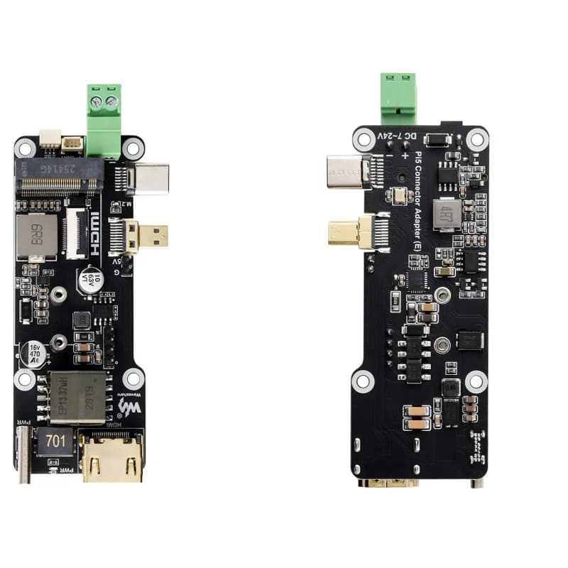 Waveshare PCIe To M.2 Multifunctional Adapter For Raspberry Pi 5 Supports NVMe SSD 4K Output Onboard PoE Power Supply