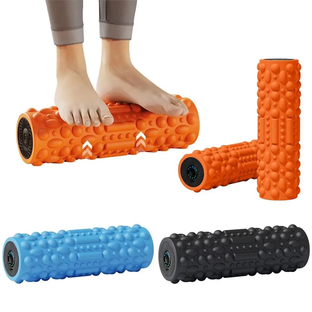 Rechargeable Vibrating Foam Roller Adjustable 5 Modes Electric Yoga Column Large Load Bearing 3D Textured
