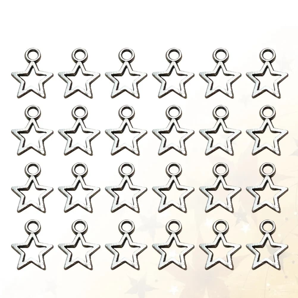 100Pcs Alloy Star Pendants Charms Simple Stylish DIY Necklace Bracelet Earrings Jewelry Making Decoration Silver