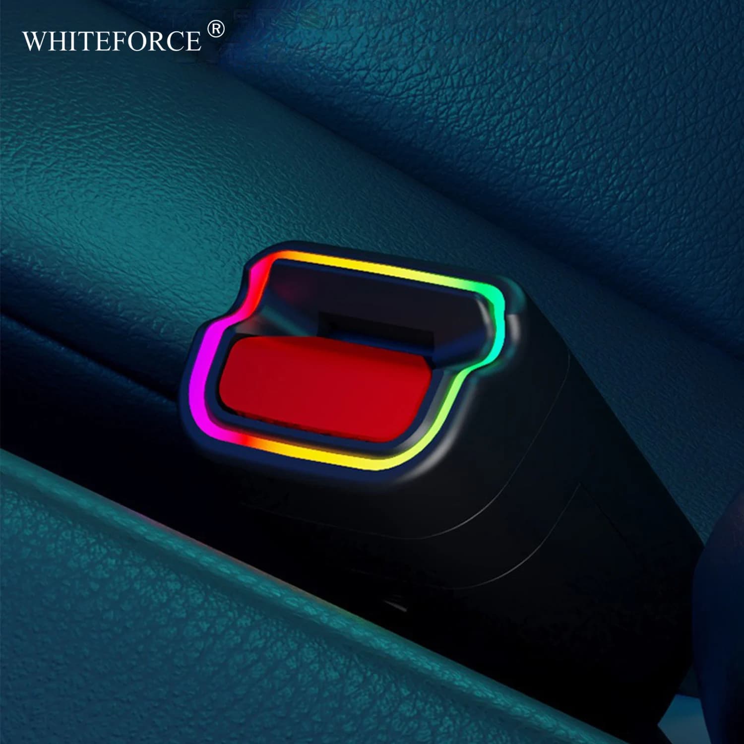 Per Tesla Model 3/Y 2023-2026: Luce ambientale a LED per base cinture di sicurezza Juniper, installazione senza perdite, luce colorata per base cinture di sicurezza lato guida e passeggero