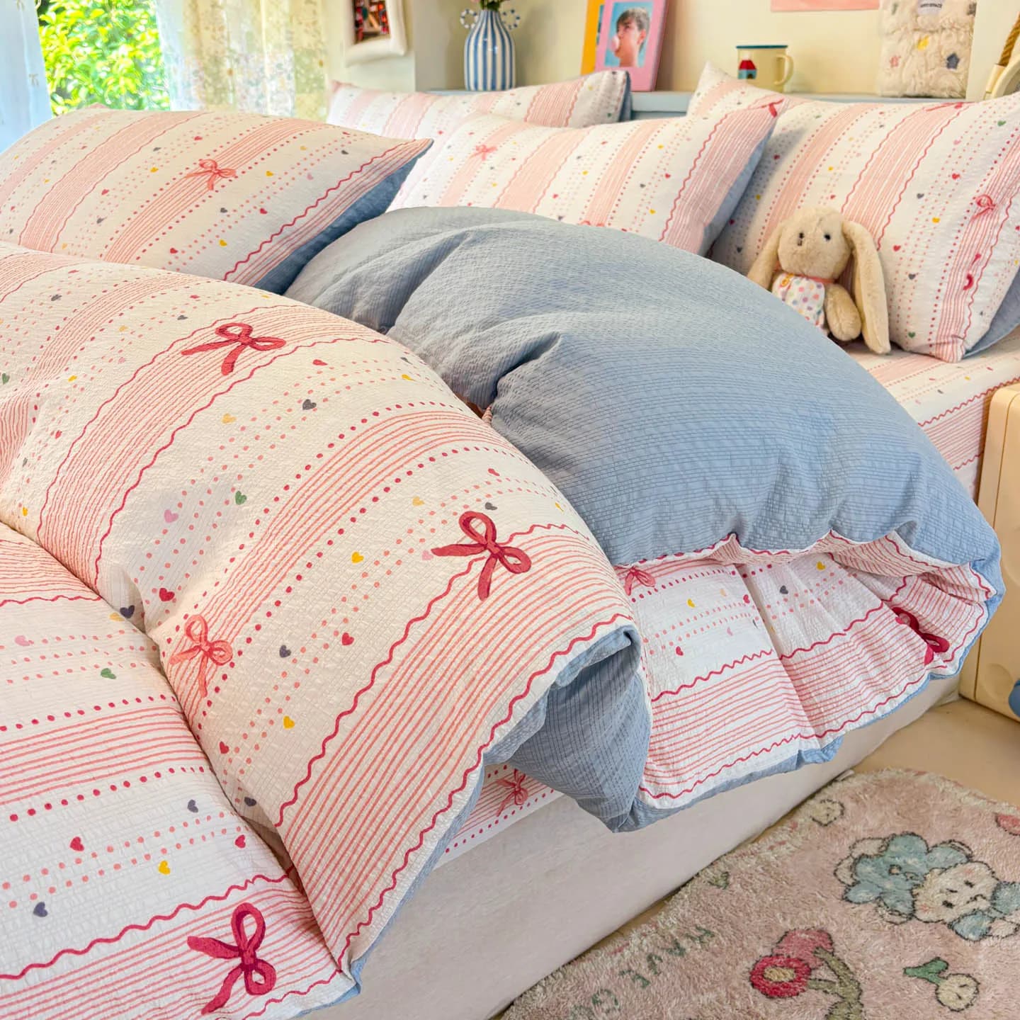 Ins Girls Set di biancheria da letto alla fragola 2025 Nuovo set di lenzuola queen size Set copripiumino con federa senza imbottitura