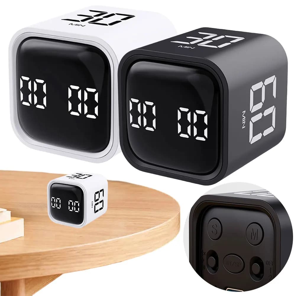 Productivity Cube Timer 5/10/30/60 minutes and countdown Digital Mini timer Countdown for Business Work Studio Kitchen