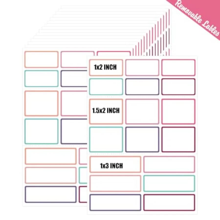 540Pcs Removable Labels, Colored Labels Stickers Self-Adhesive Rectangular Stickers Water/Oil/Tear Resistant for Food Container