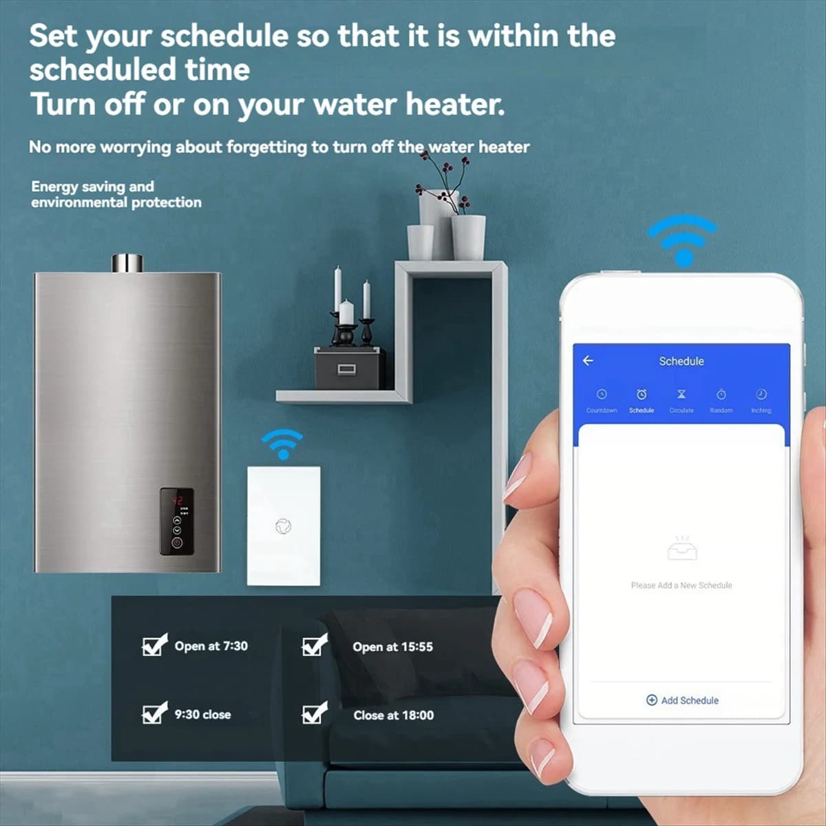 YHYS WiFi Switch Shoe Heat Exchanger 20A Tuya Smart APP Remote Control Glass Panel Domestic Plug USA White