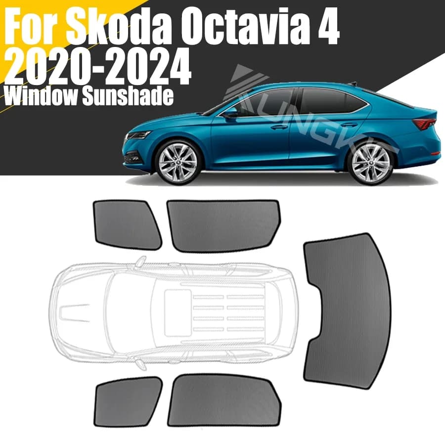 Parasole per Skoda Octavia 4 2020-2024 Parabrezza anteriore Tenda cieca Lato posteriore Seggiolino per bambini Finestra Parasole Visiera