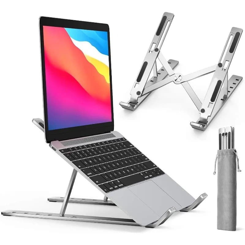 Laptop Stand Adjustable Aluminum 6‑Level Height Foldable Portable Enhanced Ventilation Heat Dissipation for 8‑16 Inch Laptops